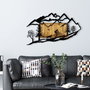 Wallity Bicycle Riding in Nature 1 - Escultura de Pared de Madera y Metal en Nogal y Negro